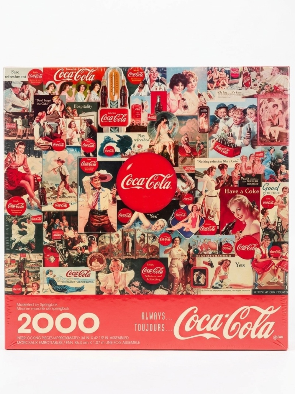 Springbok Coca-Cola 2000 Piece Jigsaw Puzzle Vintage Ads Sealed 1998 USA 34x42.5